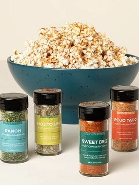 Uncommon Goods Popcorn Bowl with Kernel Sifter Speckled Blue Spruce Brand New